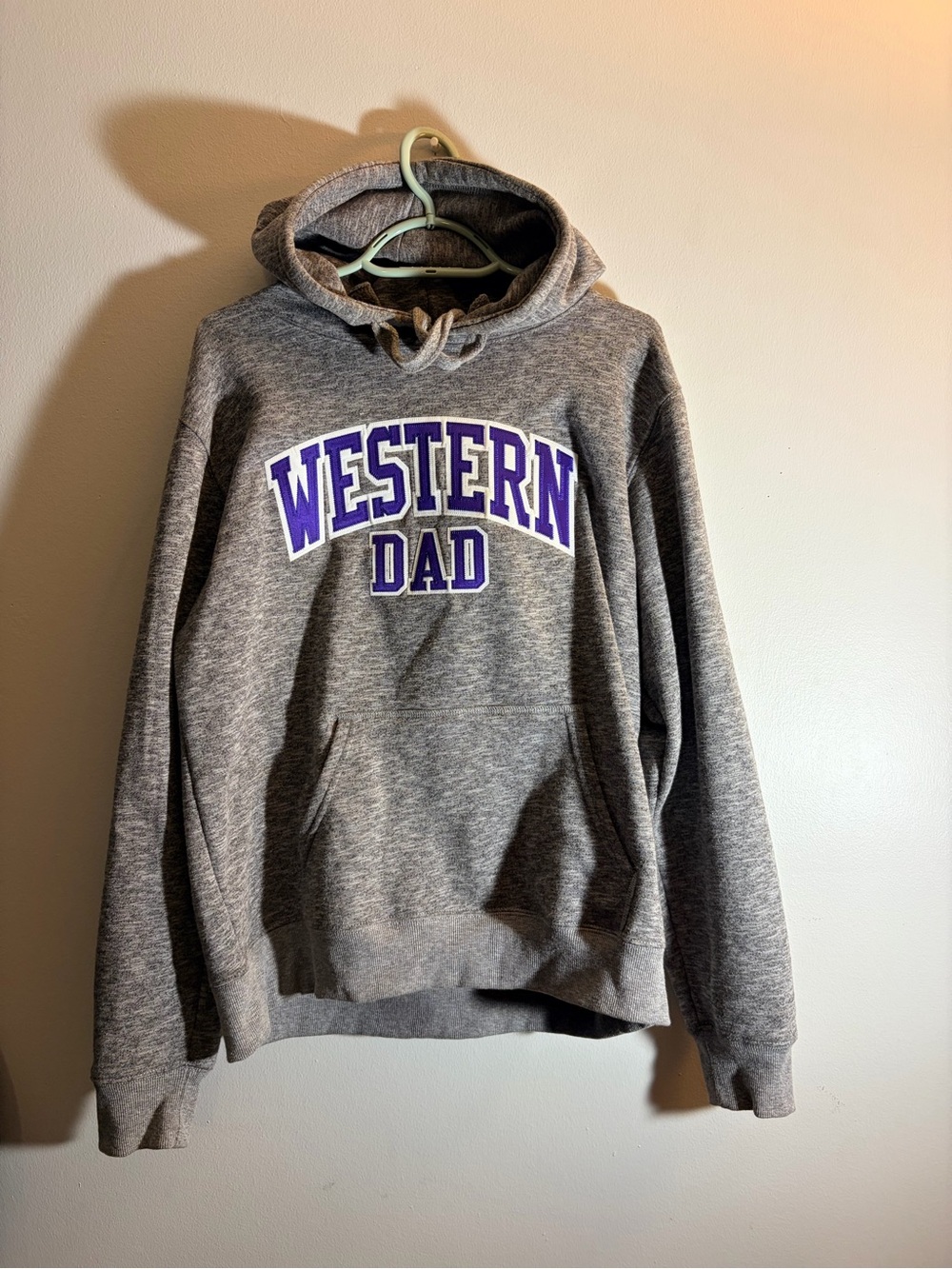 Classic Gray WESTERN DAD Sweatshirt with Purple Lettering